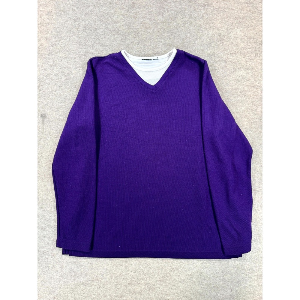Unbranded Women Purple Tight Knit Long Sleeve Crew Neck Side Slit Sweater L